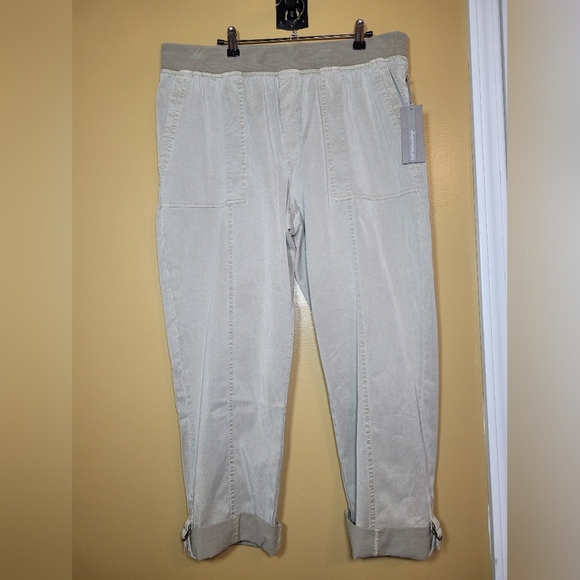 NWT Soft Surroundings Pull On Medina Convertable Crop Pants Khaki Sz XL 2CY73 - Picture 1 of 11